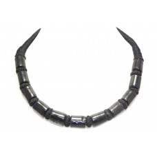 String Strand Necklace black synthetic beads stones in black thread P 298
